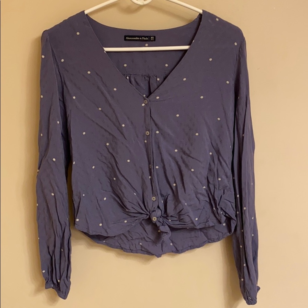 Navy blue polka dot blouse